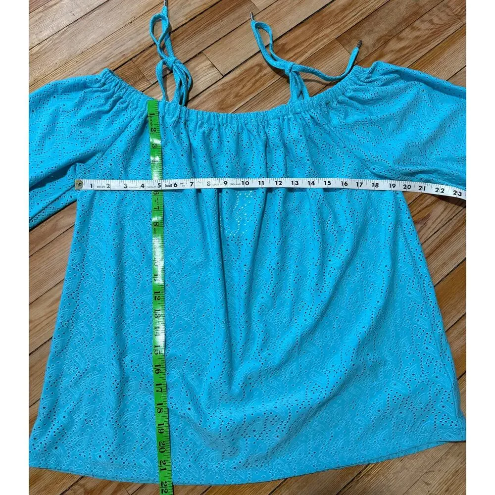 Michael Kors | Eyelet Off Shoulder Women's Turquoise Top NWT | Size Large